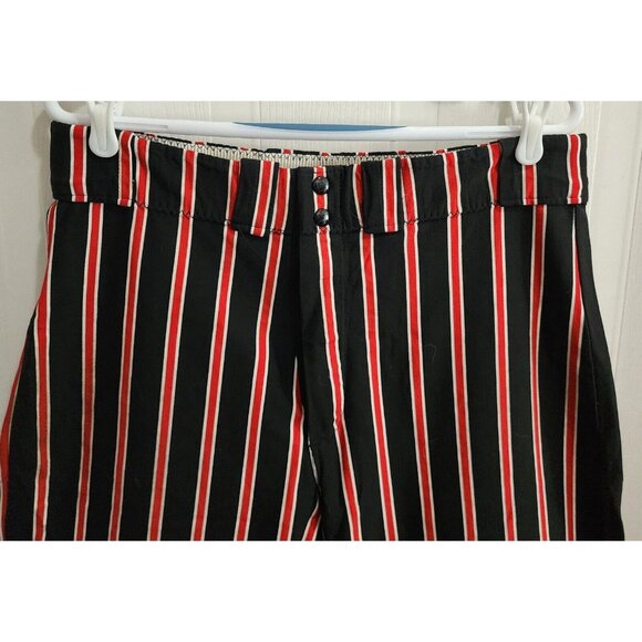 Vtg POWERS Custom Tailored Athletic Baseball Uniform Shorts Black/Red Striped 33 - Picture 2 of 10